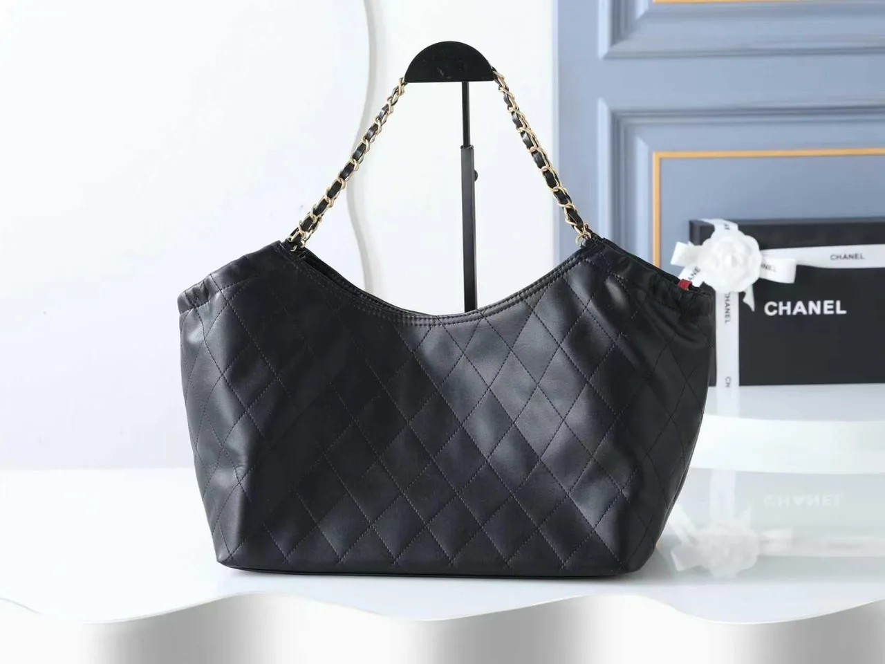 Chanel Quilted Hobo Bag in Black · view 3
