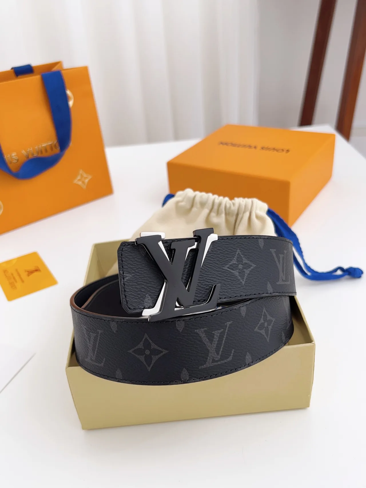 Louis Vuitton Calfskin Glossy Belt in Black · view 1