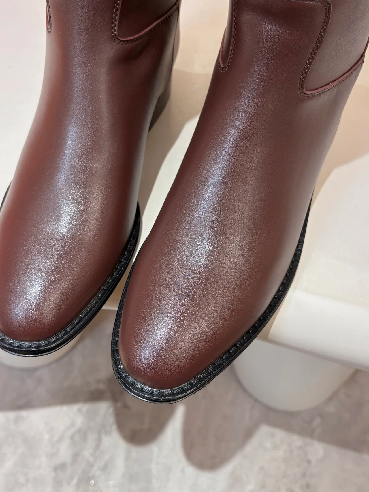 Hermes Cowhide Glossy Pointed-Toe Boots in Brown · view 7