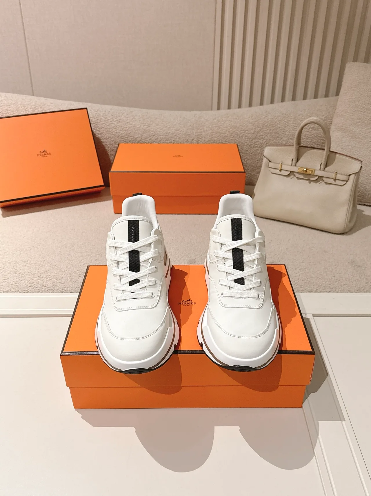 Hermes Calfskin Sneakers in White · view 1