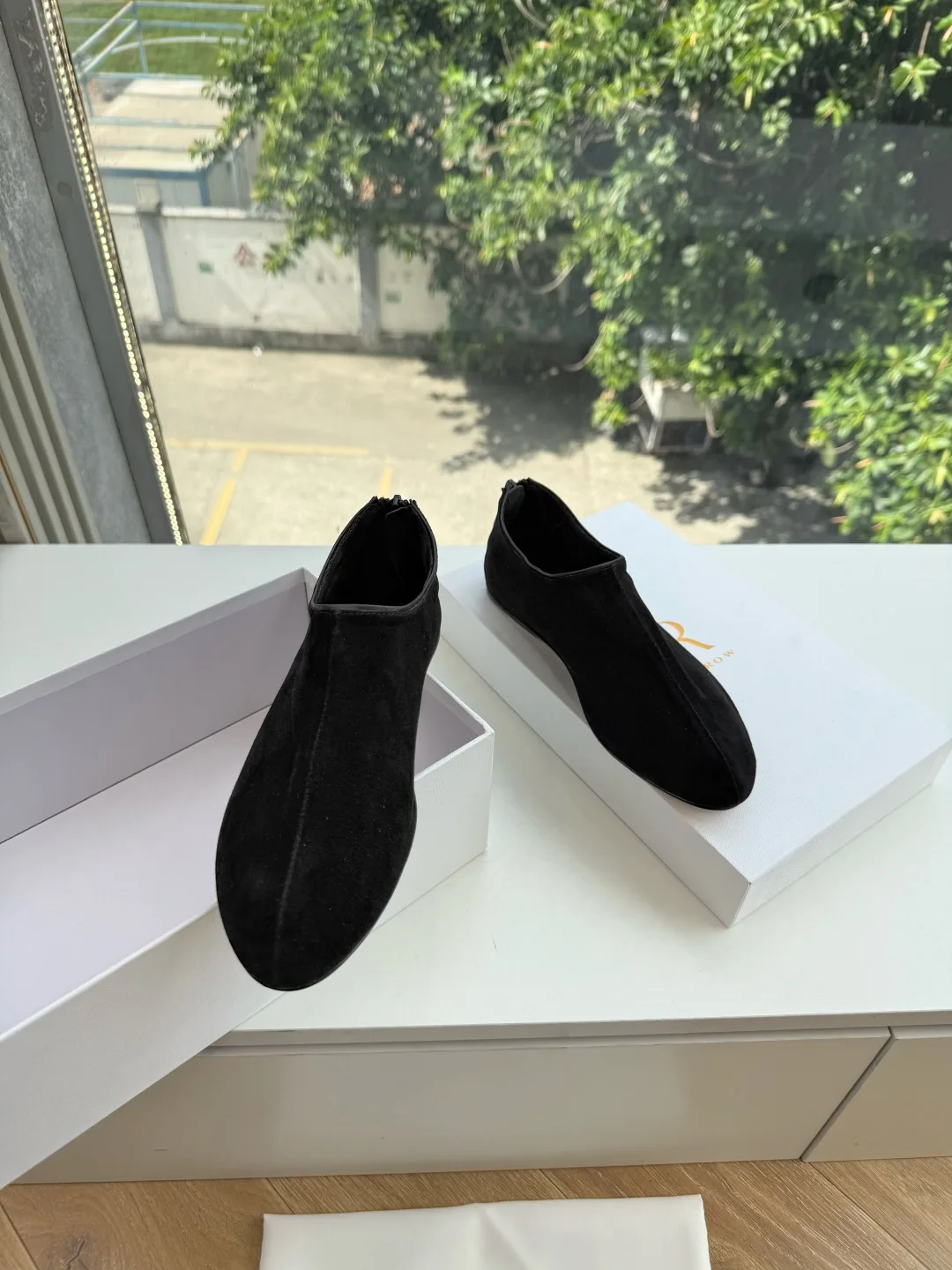 The Row Ribbed Matte Round-Toe Slip-On Flats in Black · view 4