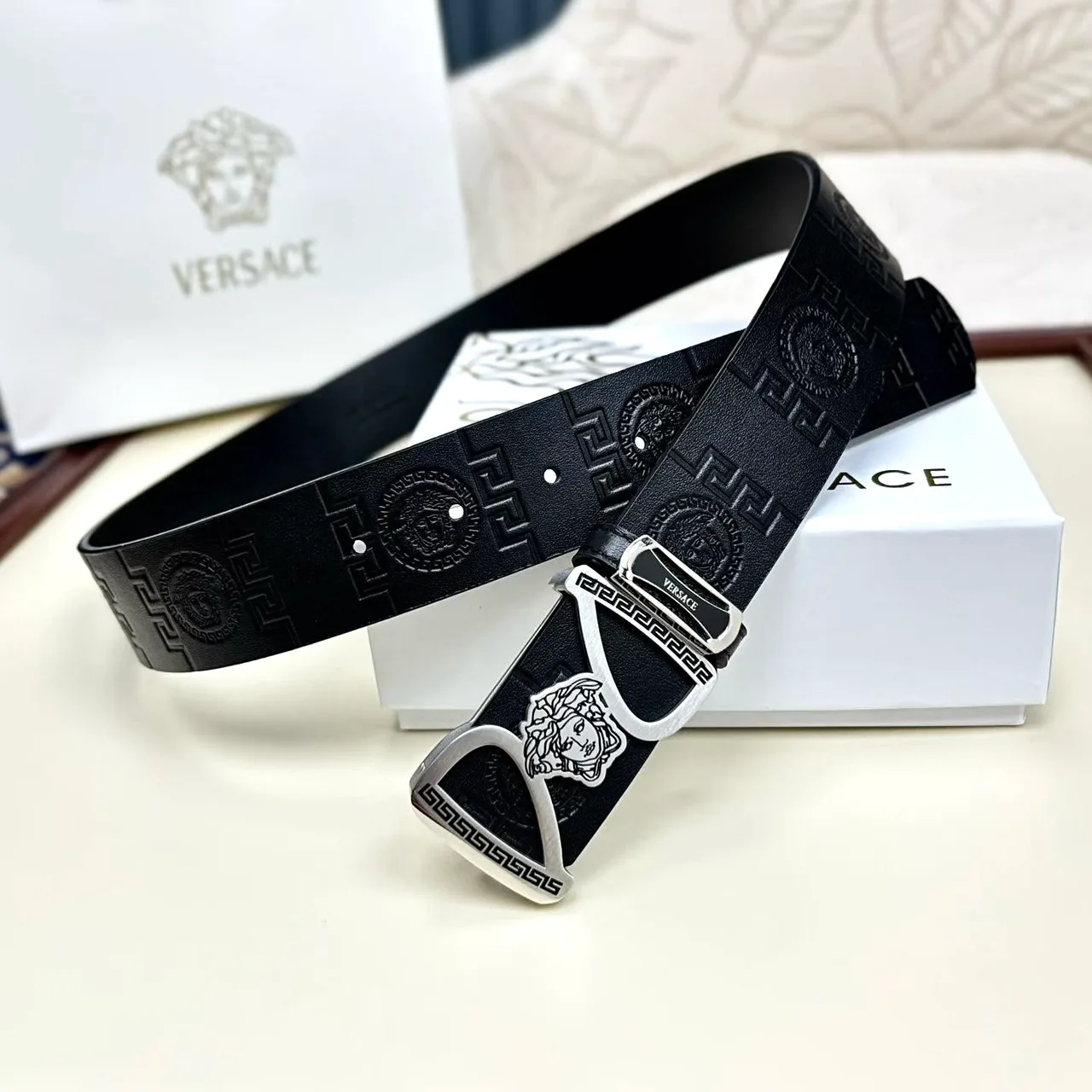 Versace Medusa Buckle Belt in Black · view 6