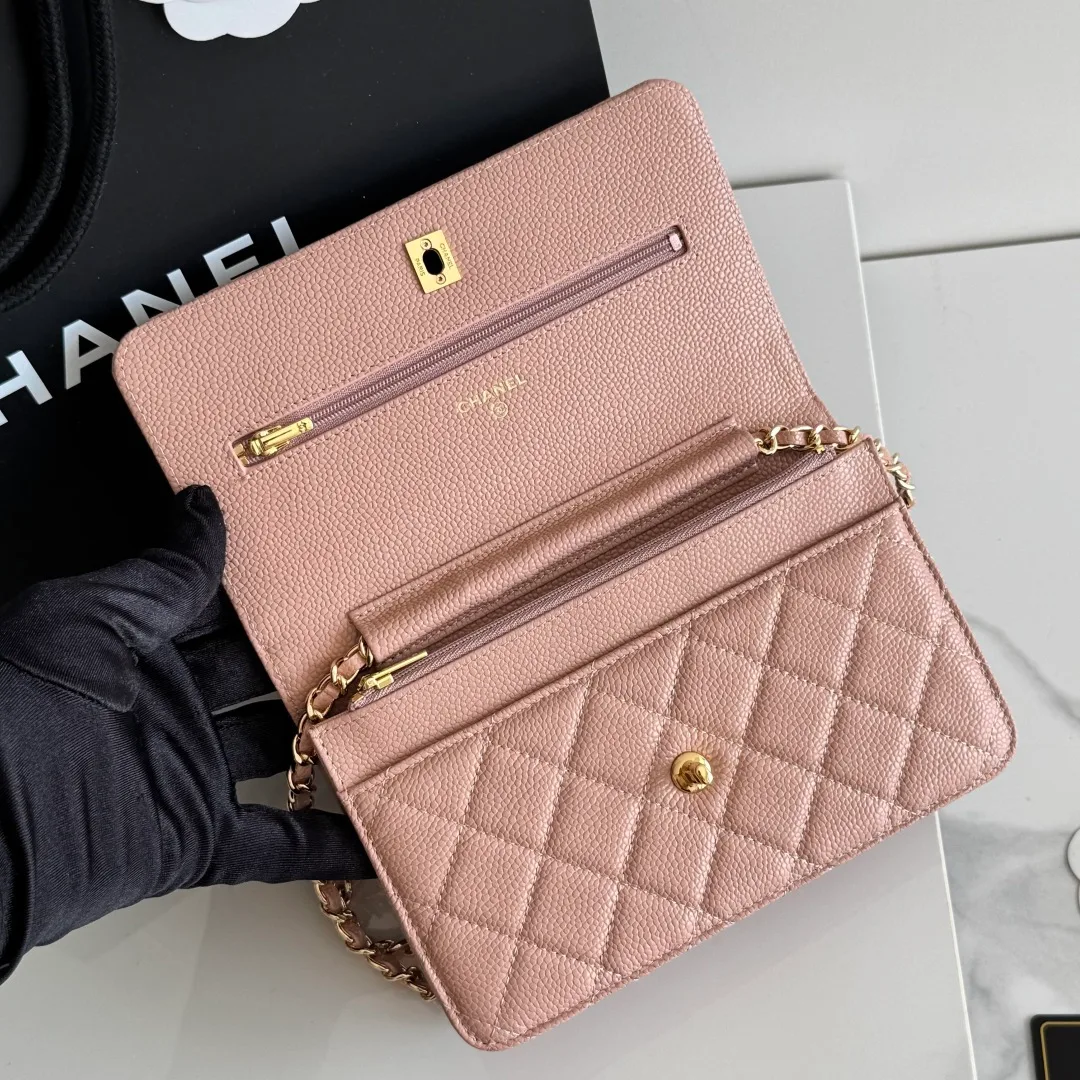 Chanel Calfskin Quilted Clutch in Pink · view 8