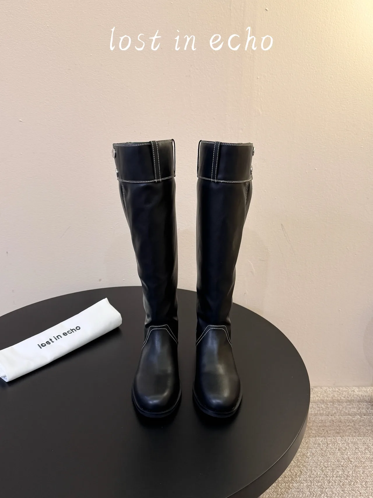 Lost in Echo Knee-High Boots in Black & Brown · view 1