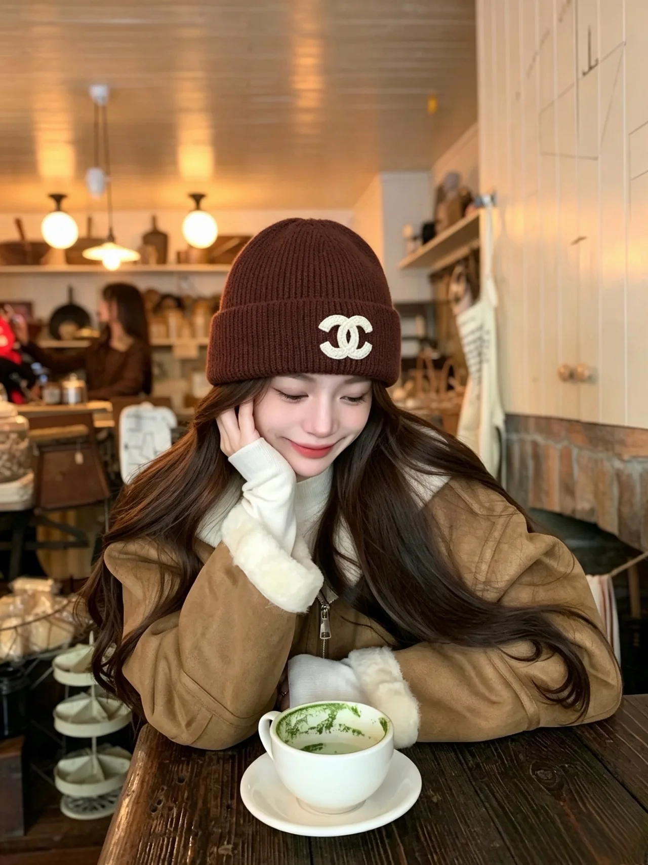 Chanel Beanie in Burgundy · view 2