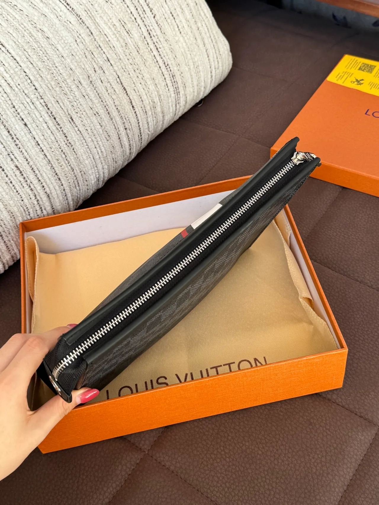 Louis Vuitton Check Zip Pouch in Grey · view 4