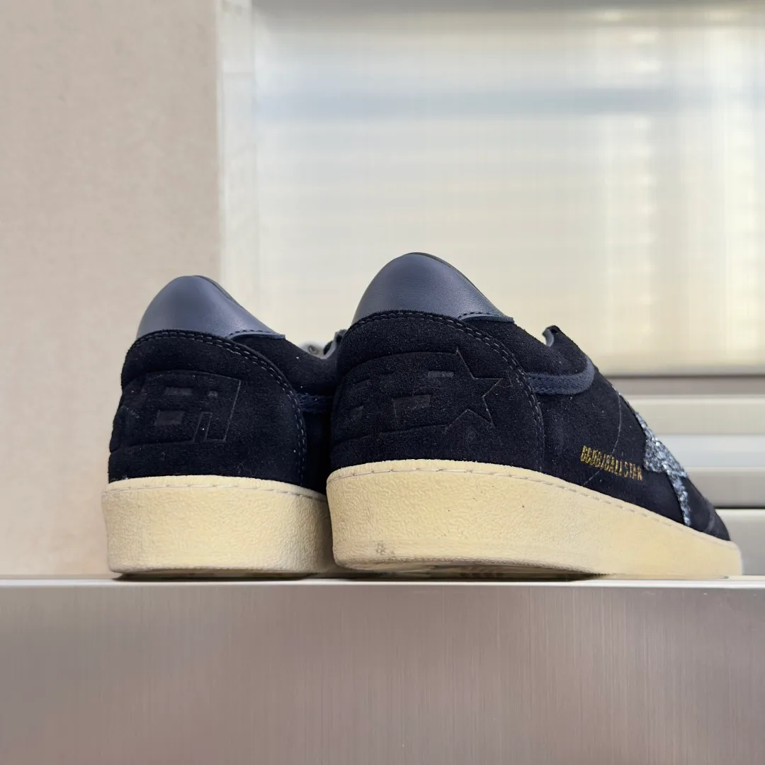 Golden Goose Cowhide Suede-Look Ball Star Sneakers in Blue · view 8