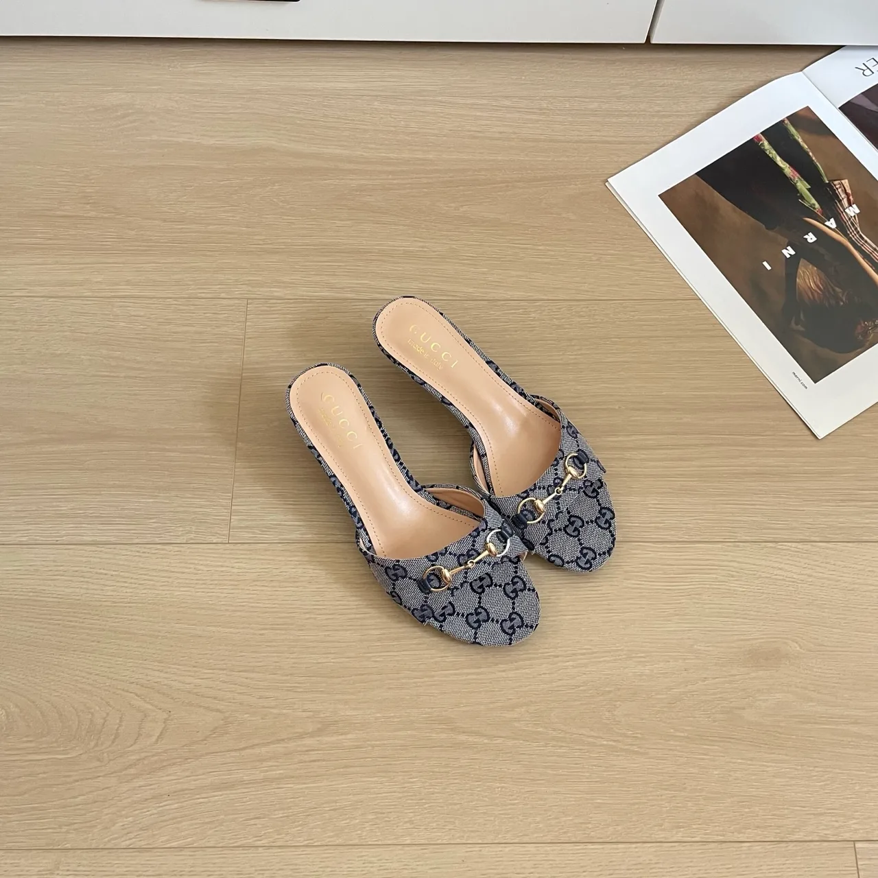 Gucci Heeled Mules in Blue · view 3
