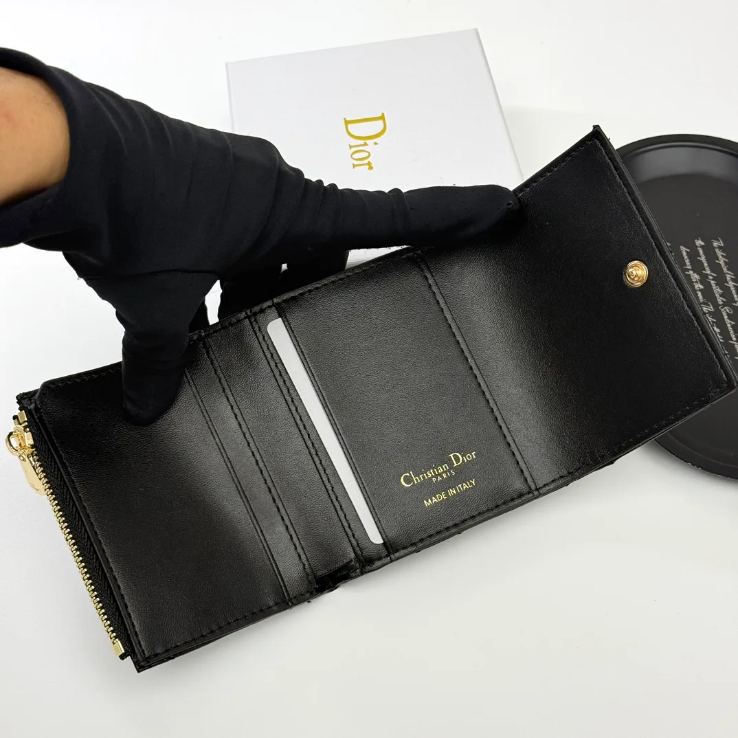 Dior Sheepskin Quilted Glossy Wallet in Black · view 5