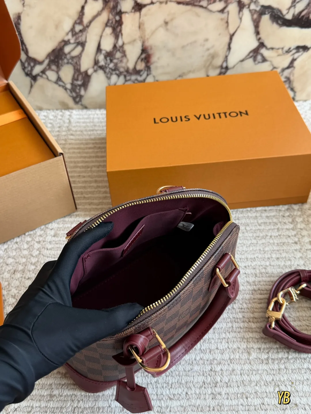 Louis Vuitton Cowhide Check Handbag in Brown · view 8