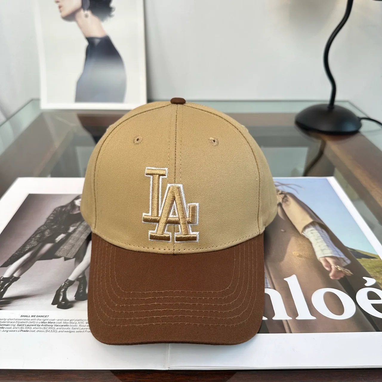 LA Letter Colorblock Baseball Cap in Brown · view 1