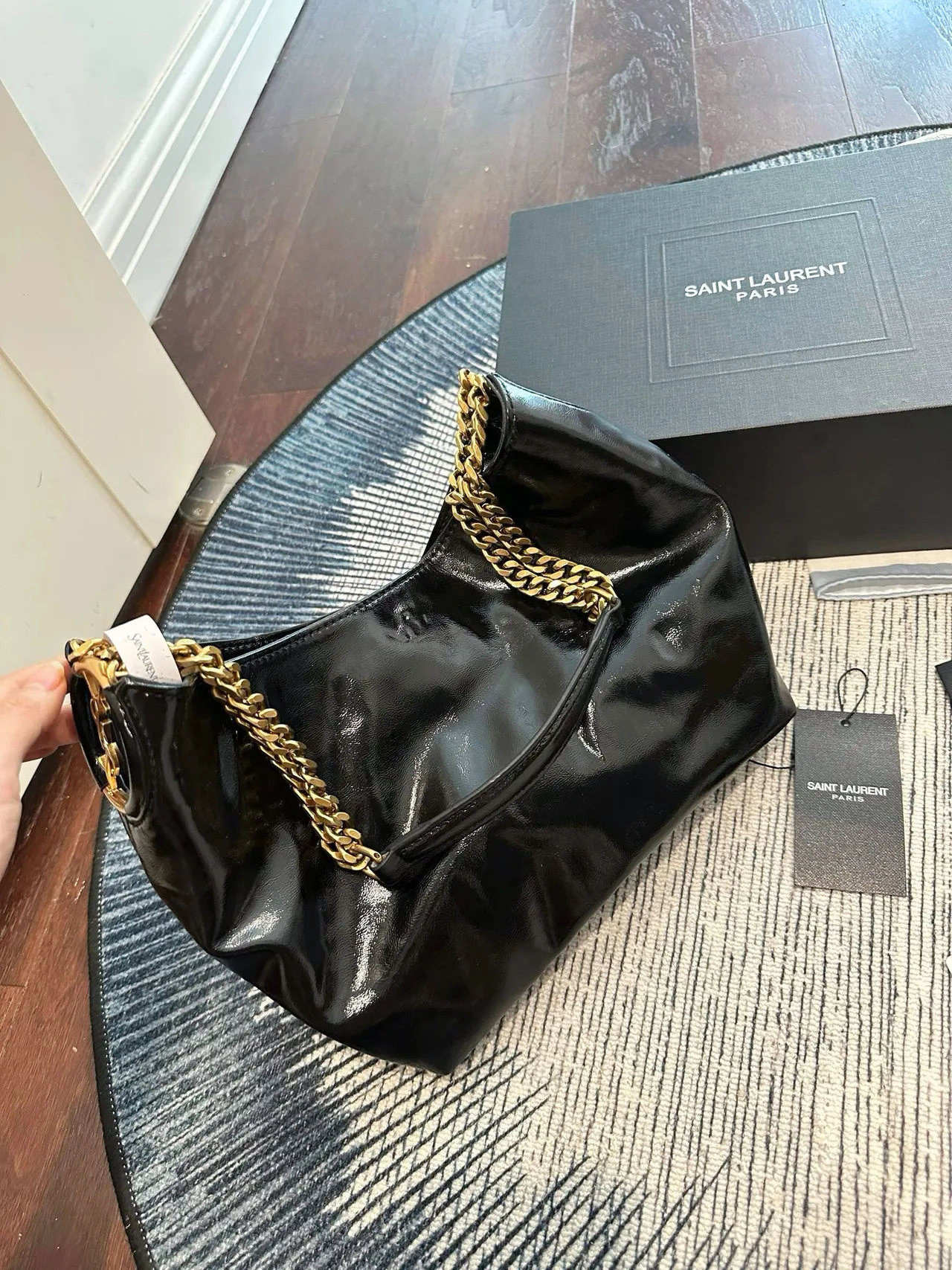 Saint Laurent Puffer Shoulder Bag in Pink / Black · view 3