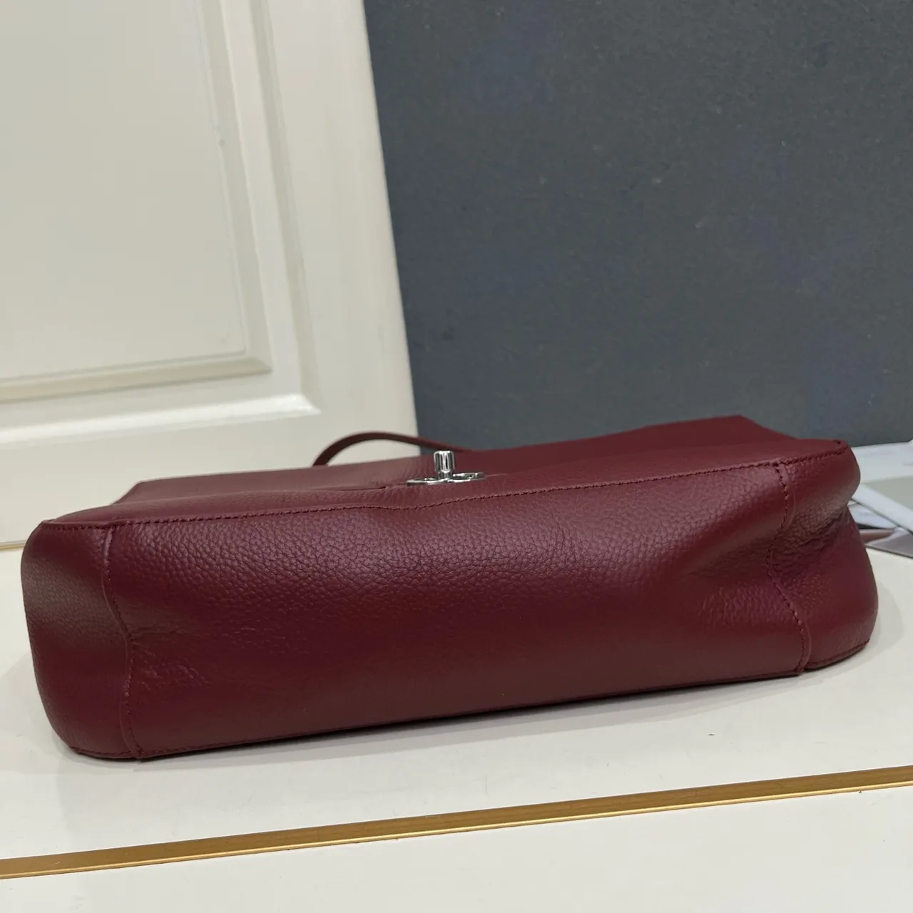Chanel Smooth Handbag in Burgundy · view 6