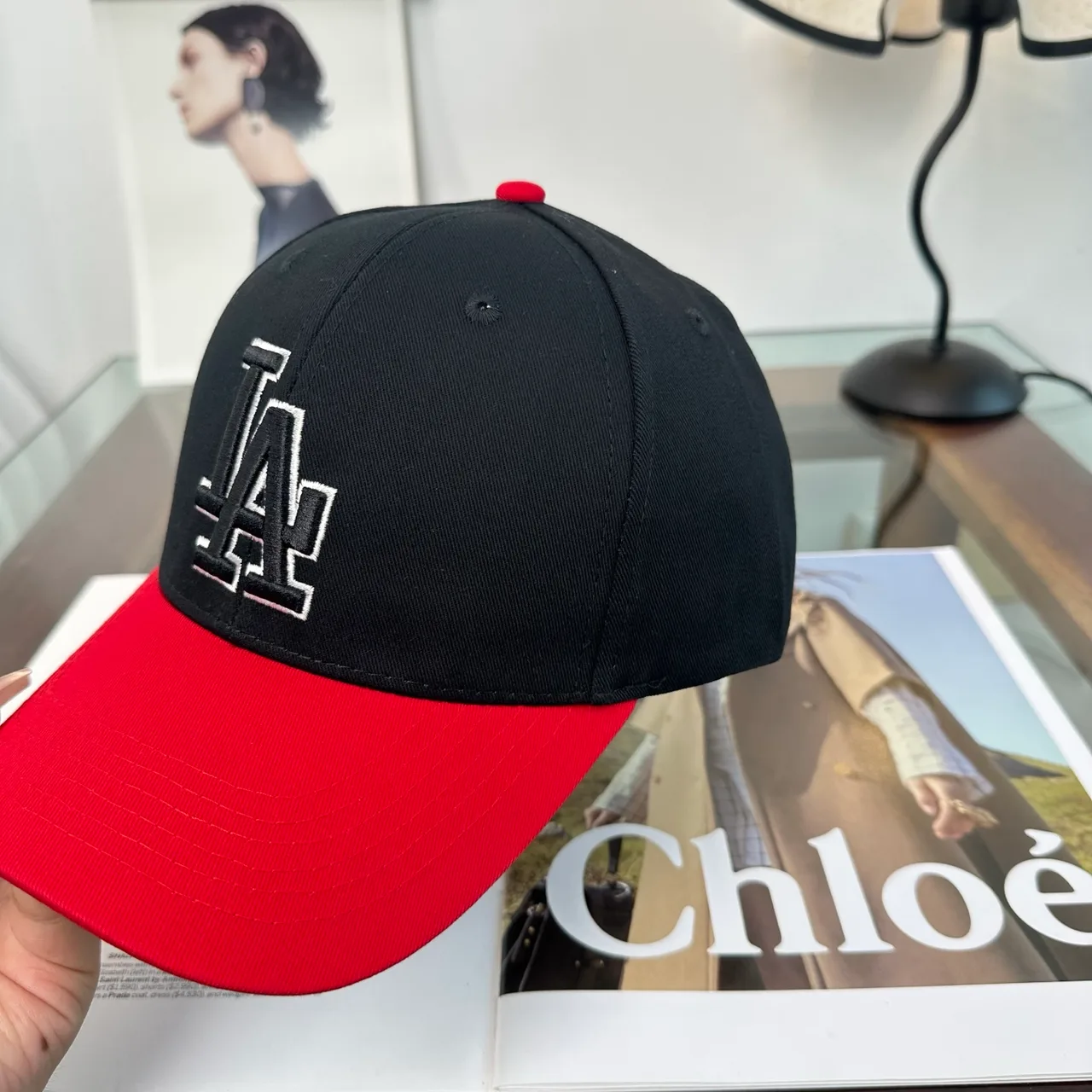 LA Letter Colorblock Baseball Cap in Grey & Brown & Black & Blue · view 7