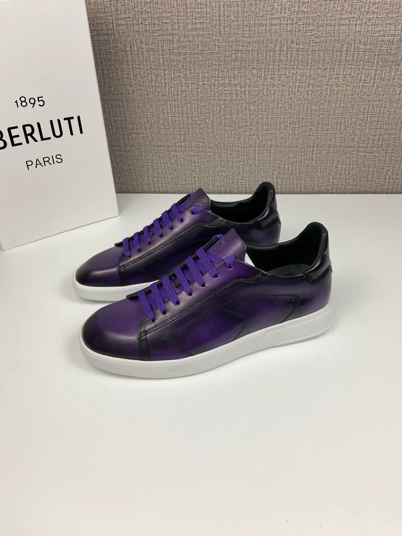 Leather Low-Top Sneakers in Purple · view 6