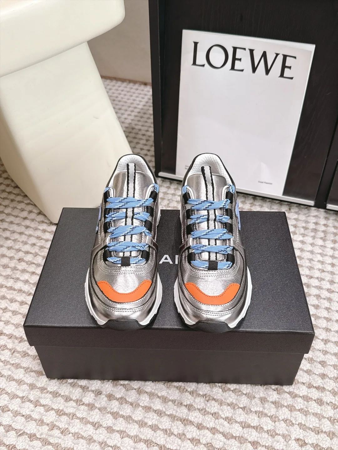 Loewe Cowhide Sneakers in Silver · view 1