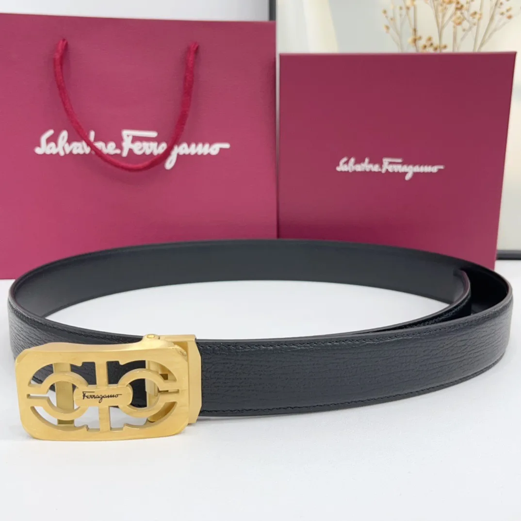 Ferragamo Calfskin Belt in Black · view 1