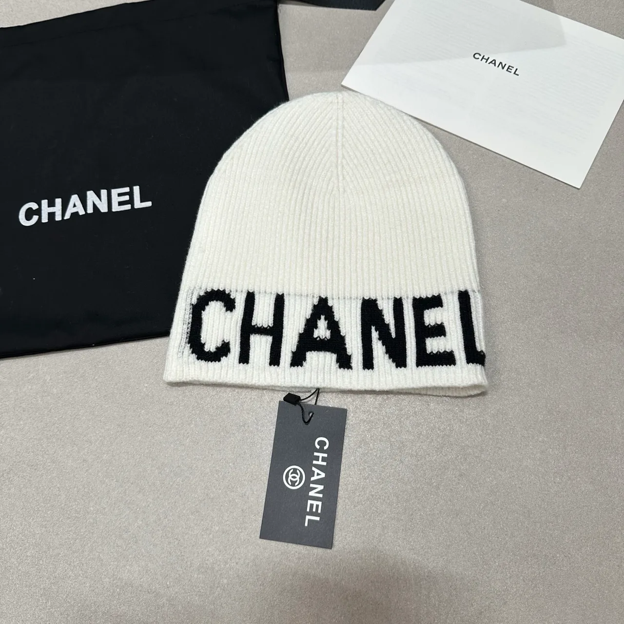 Chanel Letter Beanie in Black & White · view 2