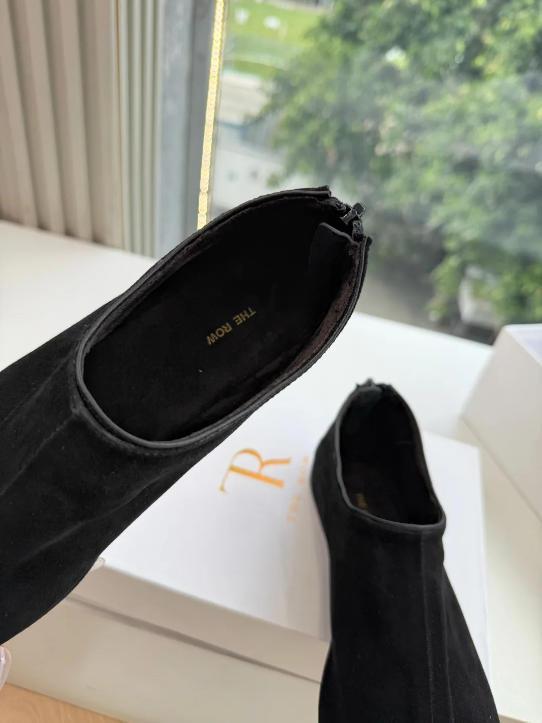 The Row Ribbed Matte Round-Toe Slip-On Flats in Black · view 7