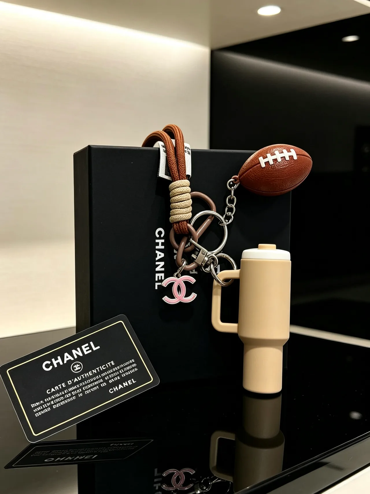 Chanel Woven Matte Accessory Bag Charm in Brown · view 3