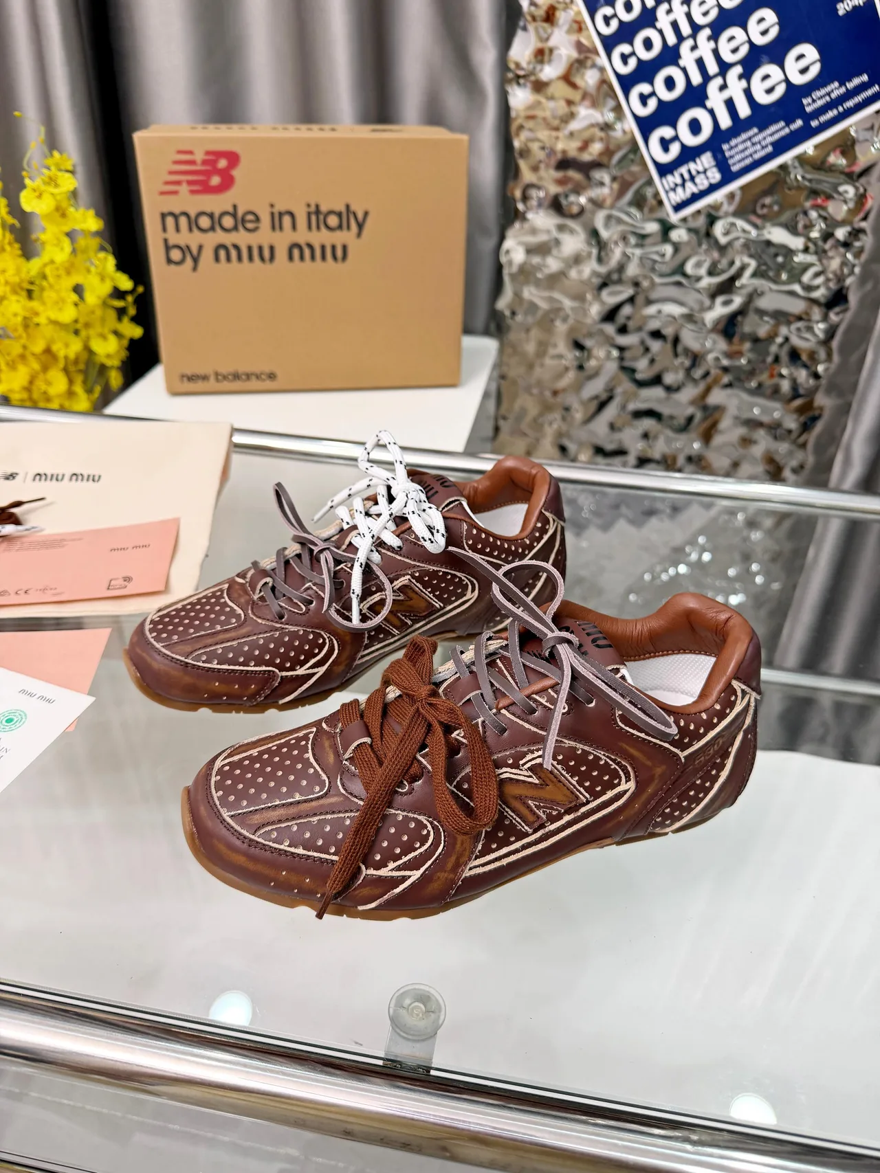 Miu Miu Cowhide 530SL Sneakers in Brown · view 6
