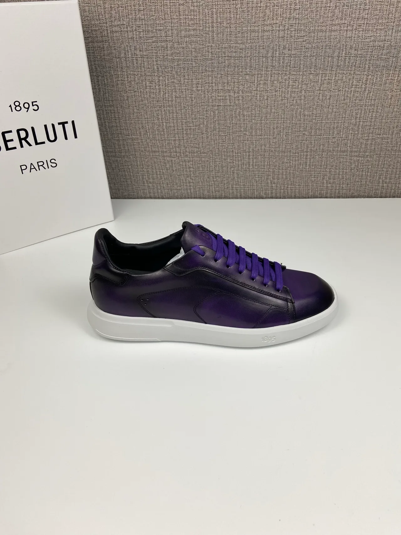 Leather Low-Top Sneakers in Purple · view 7