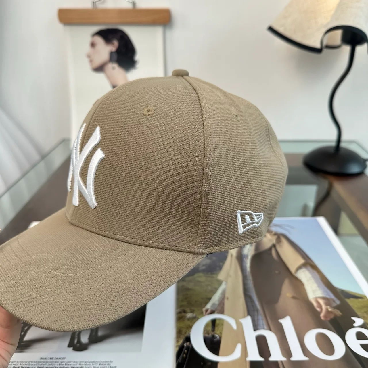 New Era Embroidered Baseball Cap in Tan · view 7