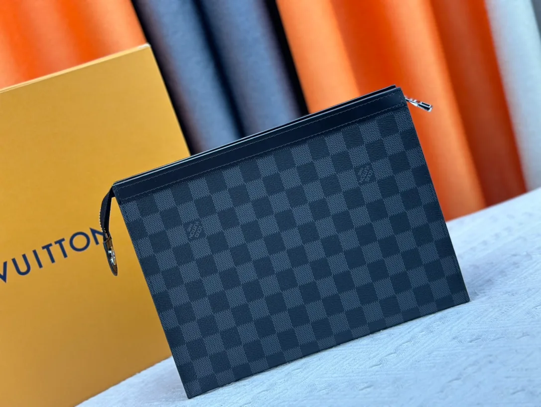 Louis Vuitton Canvas Clutch in Grey · view 3