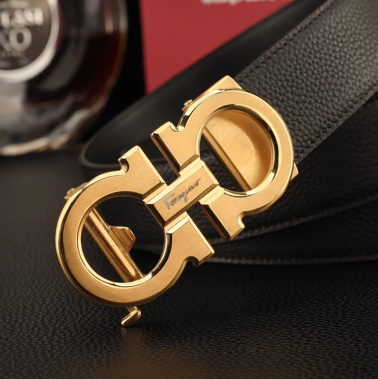 Ferragamo Smooth automatic Gancini belt in Black · view 7