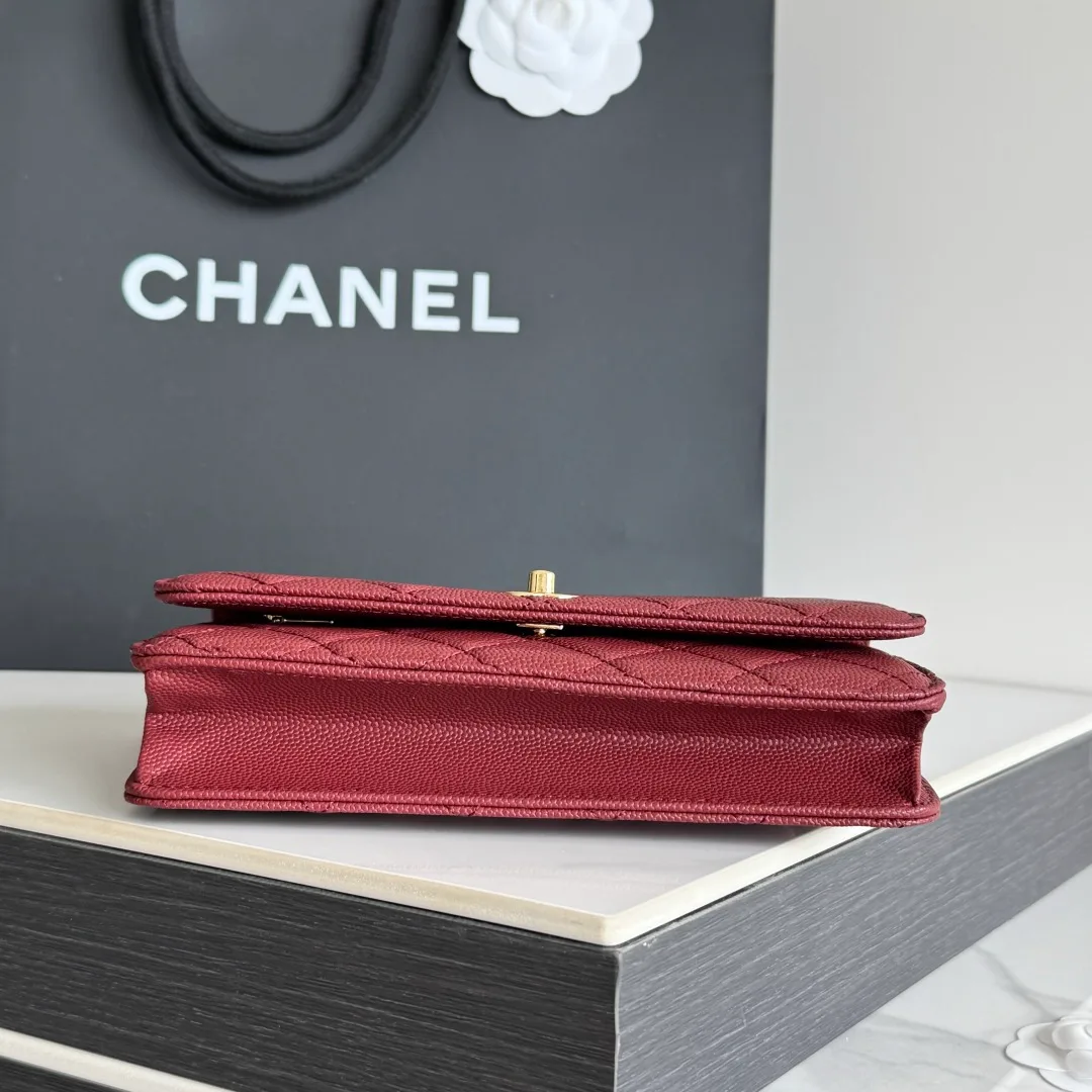 Chanel Calfskin Quilted Clutch in Burgundy · view 5