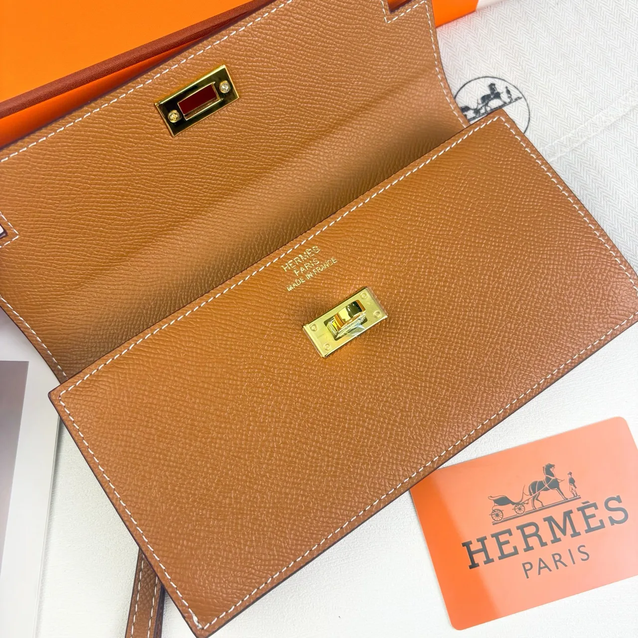 Hermes Wristlet Wallet in Pink & Brown · view 8