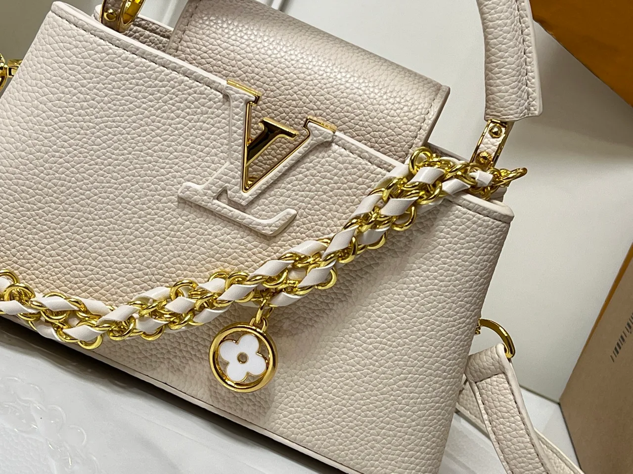Louis Vuitton Cowhide Top-Handle Bag in White · view 5
