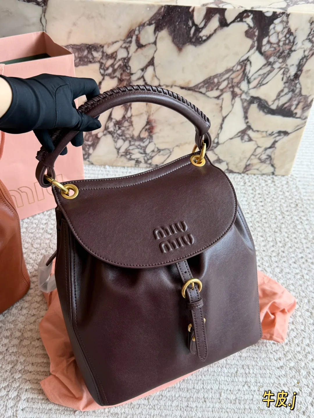 Miu Miu Smooth Hobo Bag in Brown · view 2