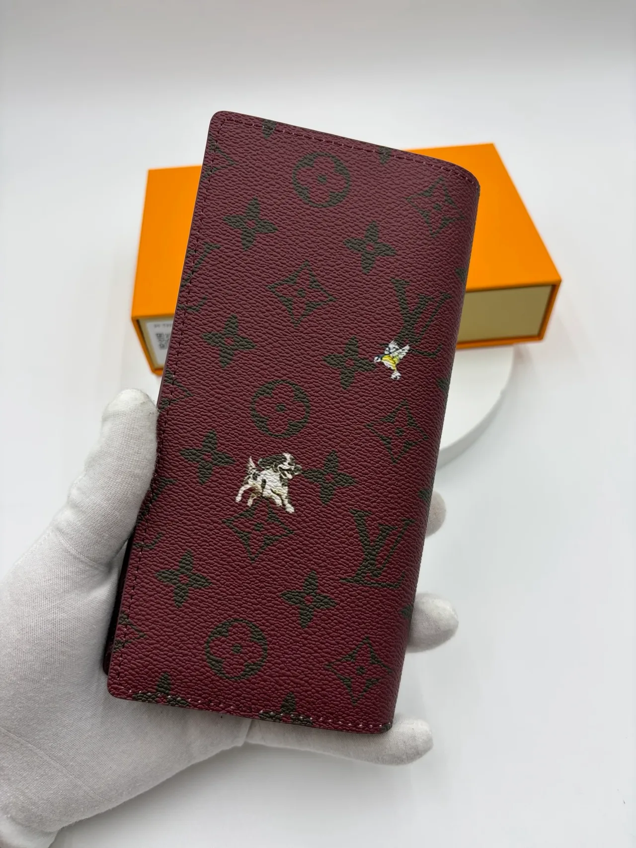 Louis Vuitton Canvas Long Wallet in Burgundy · view 2
