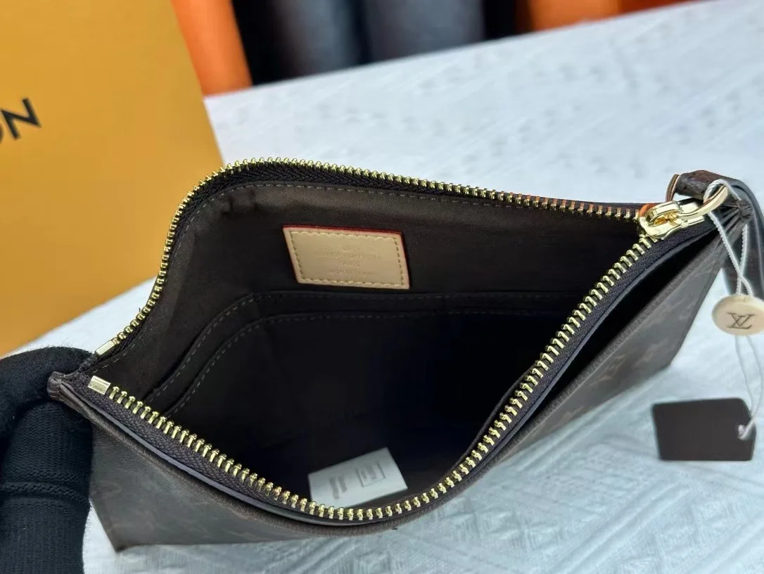 Louis Vuitton Calfskin Wristlet Pouch in Brown · view 8