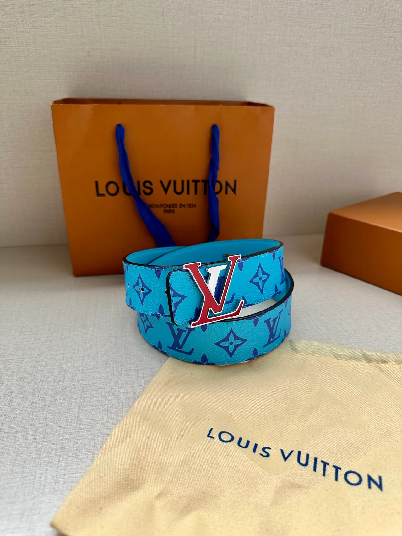 Louis Vuitton Canvas Glossy Belt in Blue · view 1