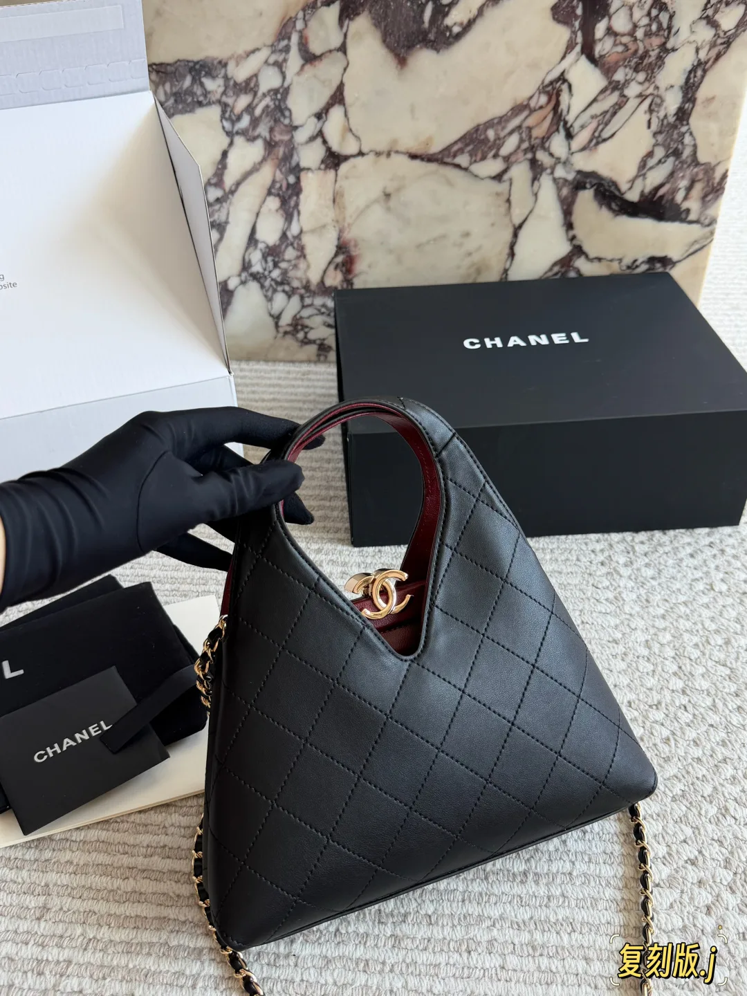 Chanel Quilted Glossy Crossbody Bag in Black · view 4