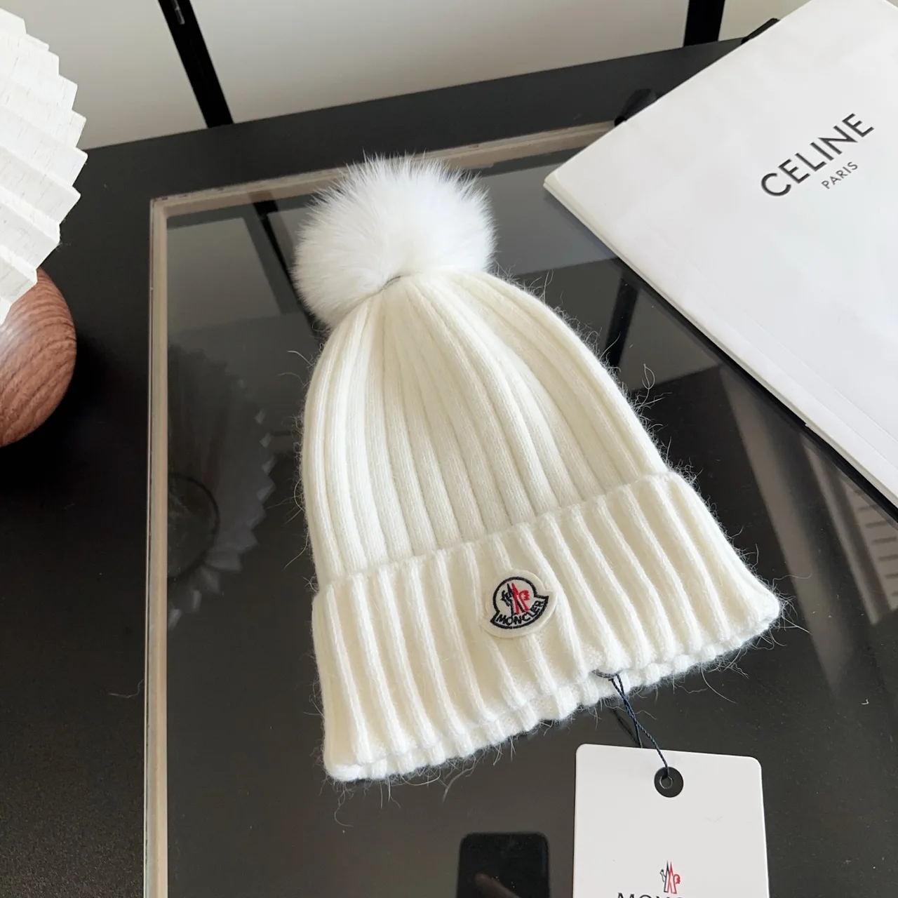 Moncler Beanie in White · view 4