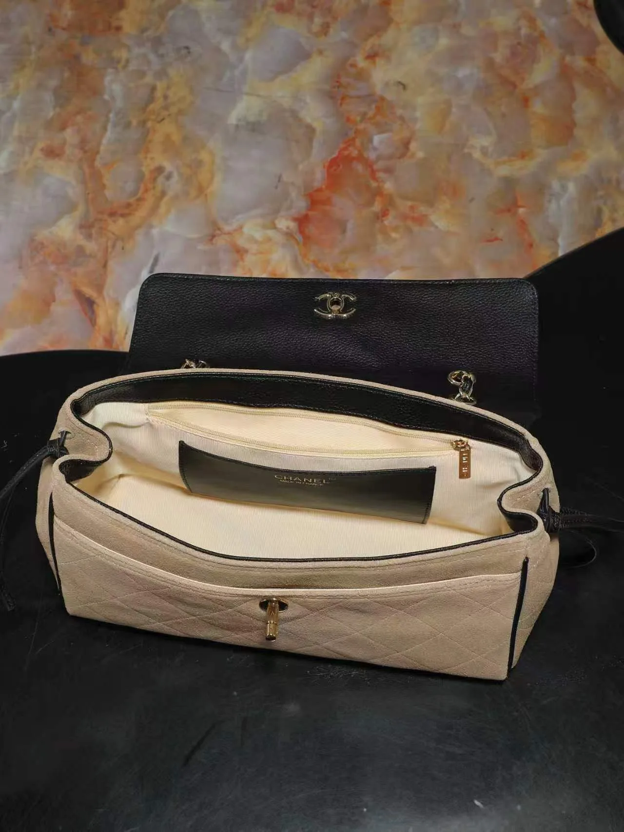 Chanel Quilted Flap Chain Bag in Beige · view 6