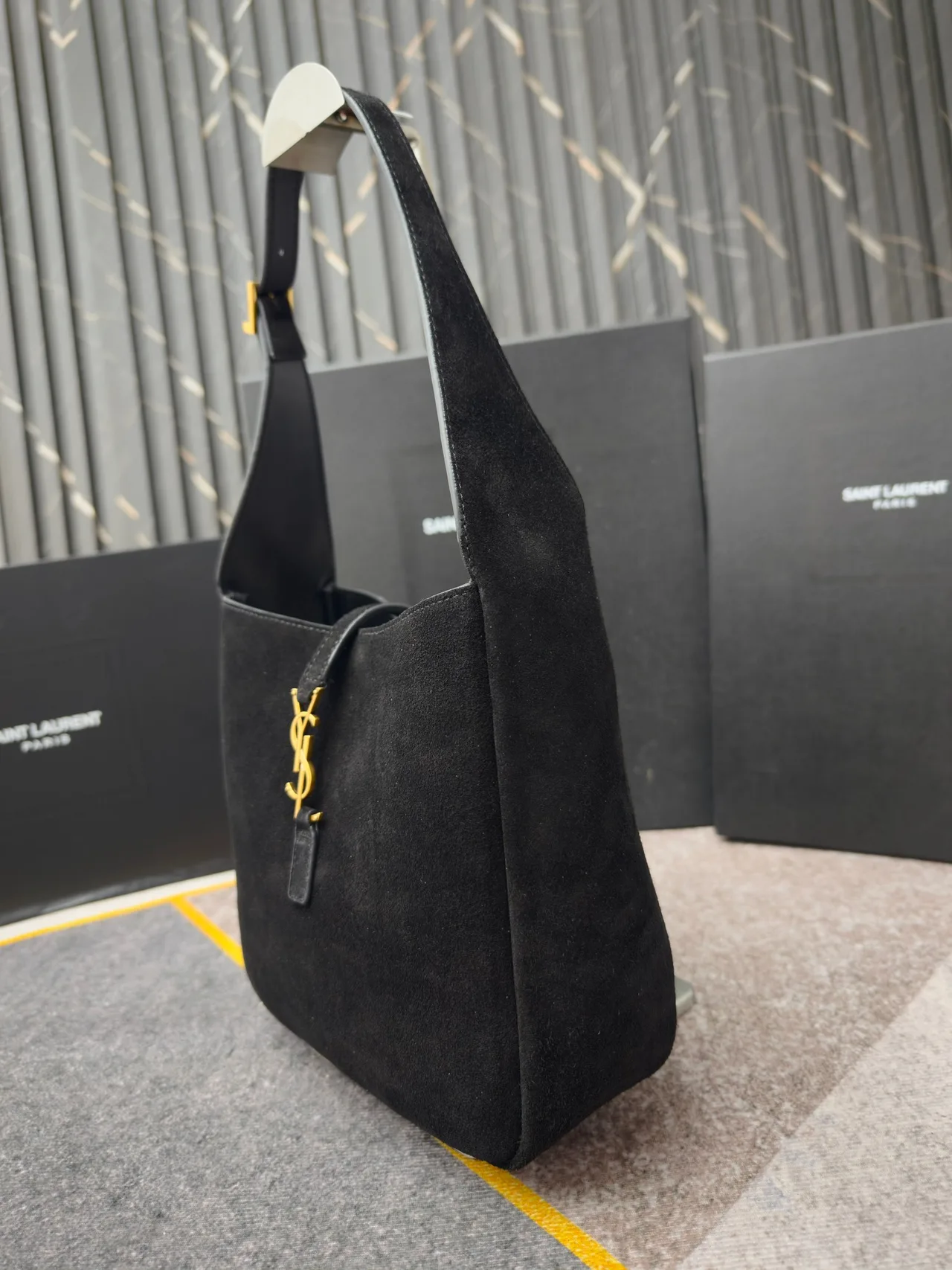Saint Laurent Suede Hobo Bag in Black · view 2
