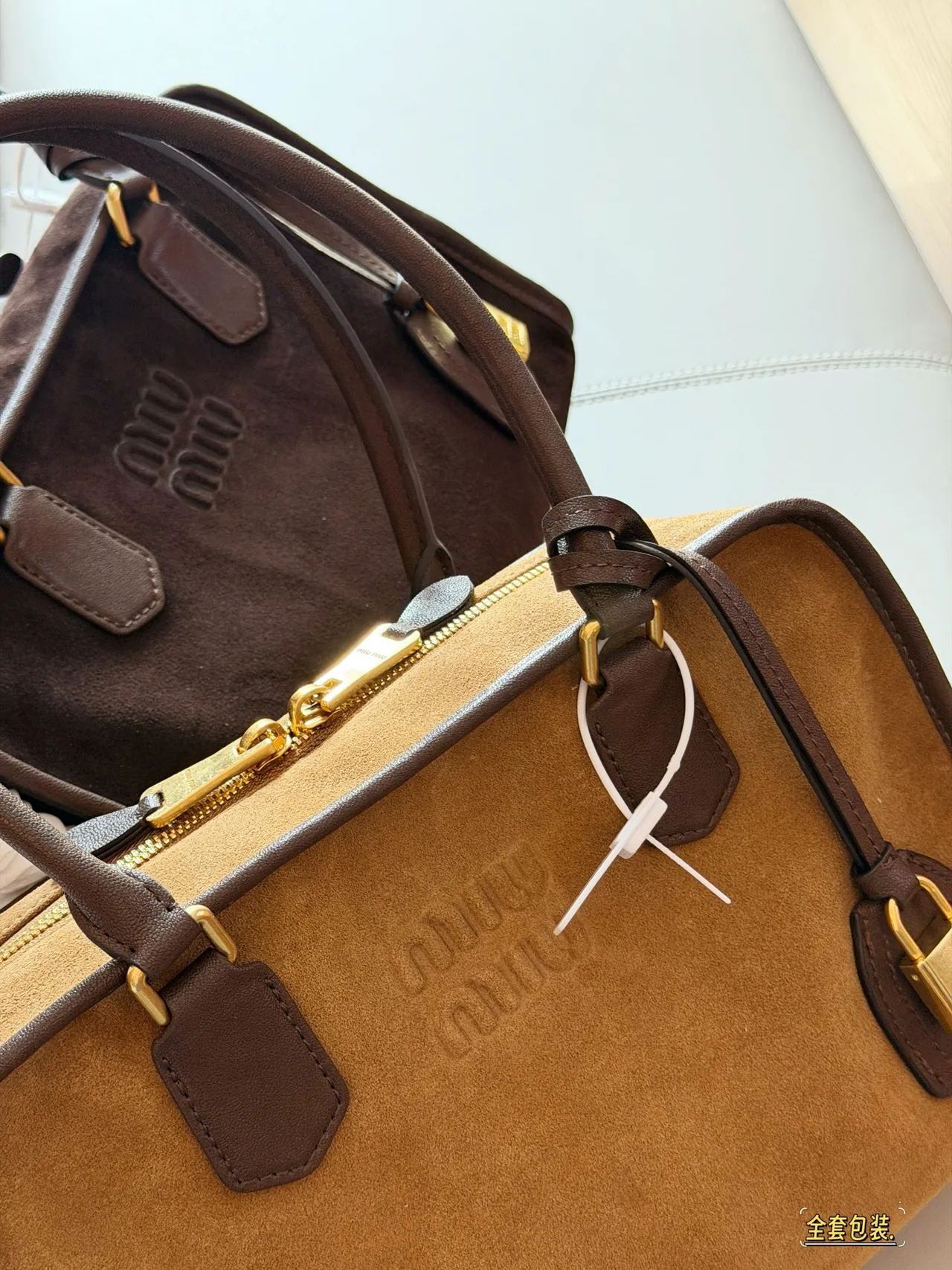 Miu Miu Suede top-handle bag in Brown · view 7