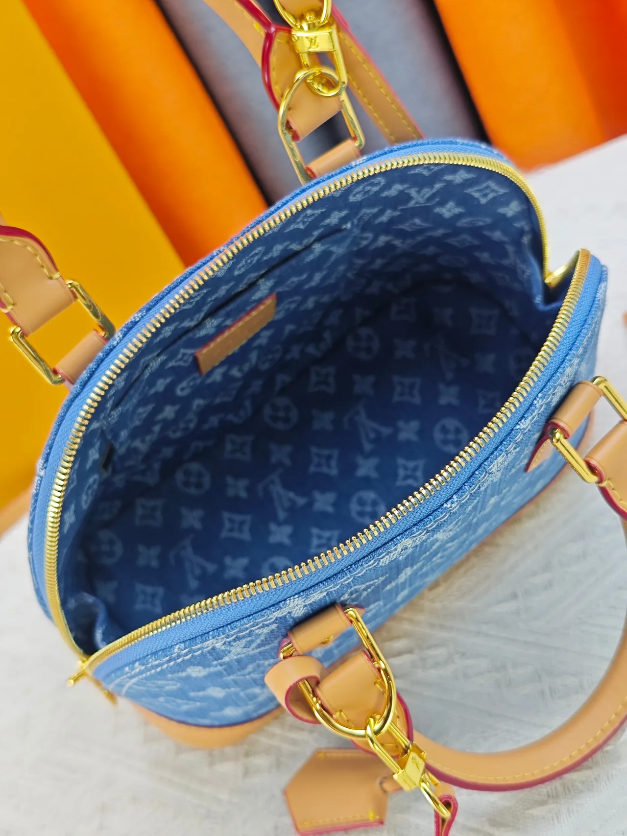 Louis Vuitton Canvas Top-Handle Bag in Blue · view 9