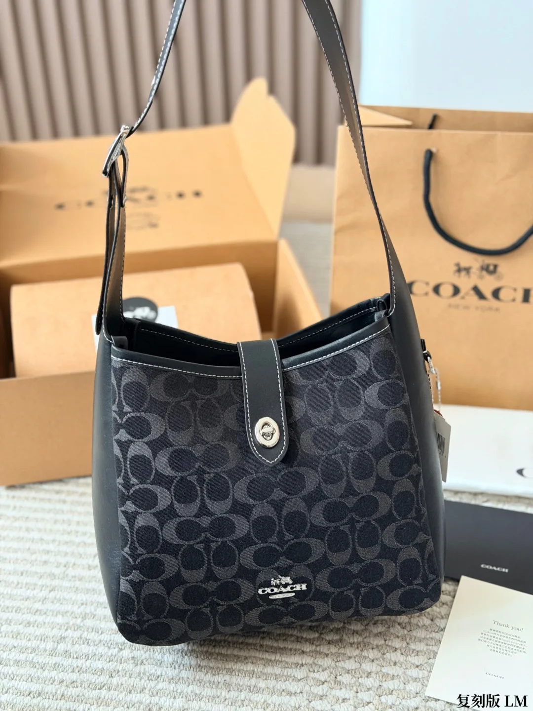 Coach Hadley Shoulder Bag in Black & Blue · view 1