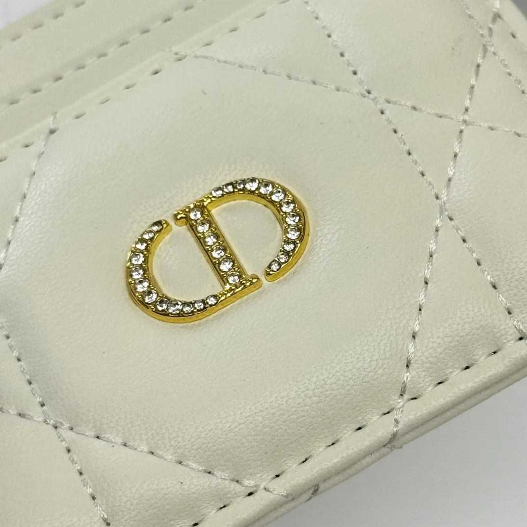 Dior Calfskin Quilted CD Cardholder in White · view 6