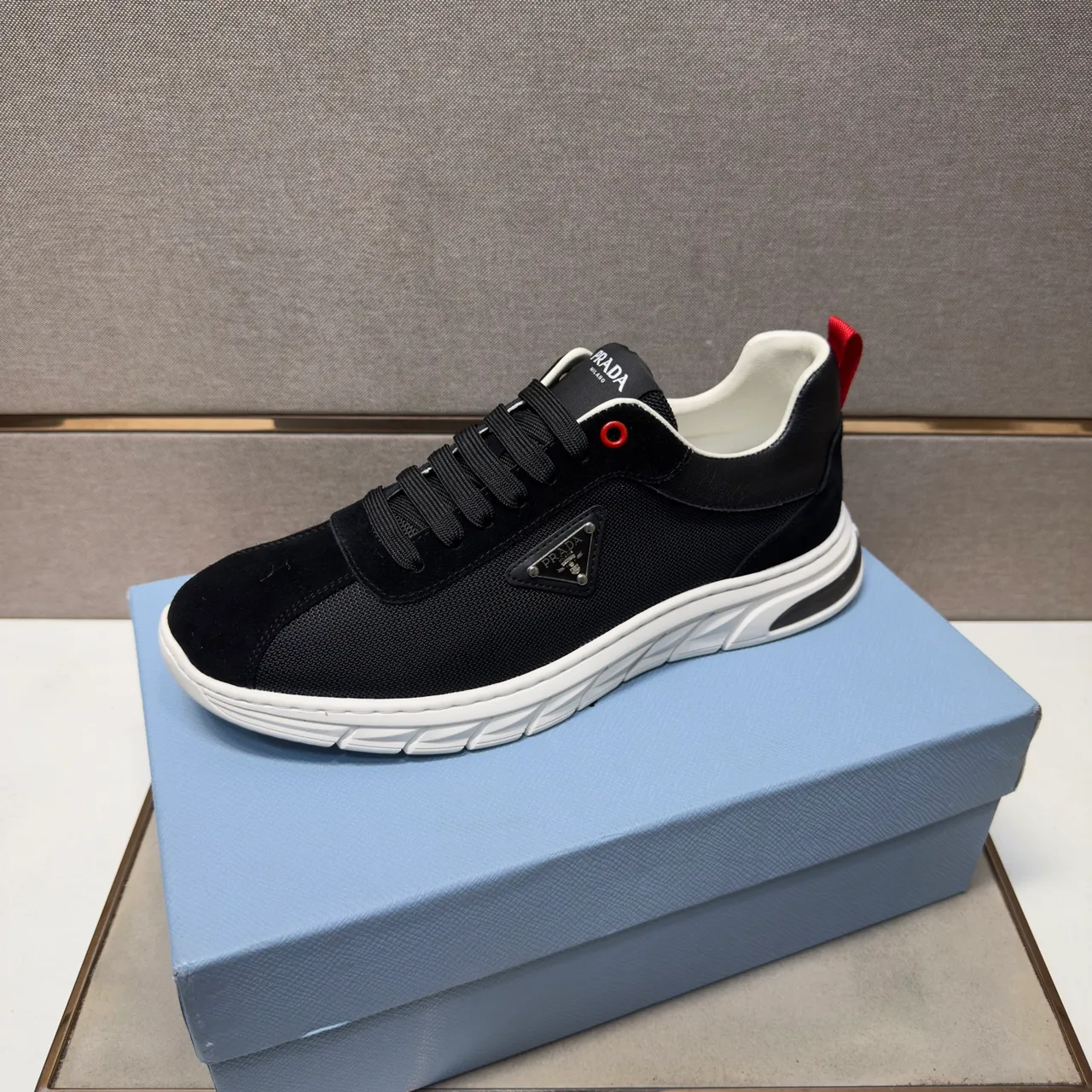 Prada Leather Sneakers in Black · view 5