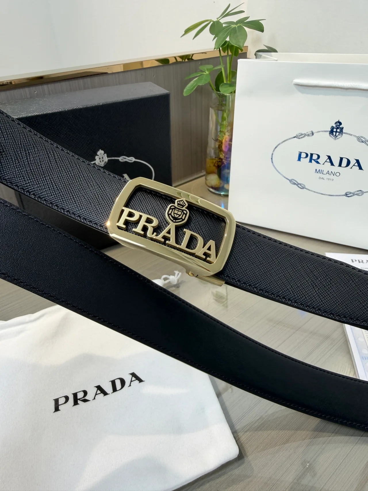 Prada Calfskin Belt in Black · view 5