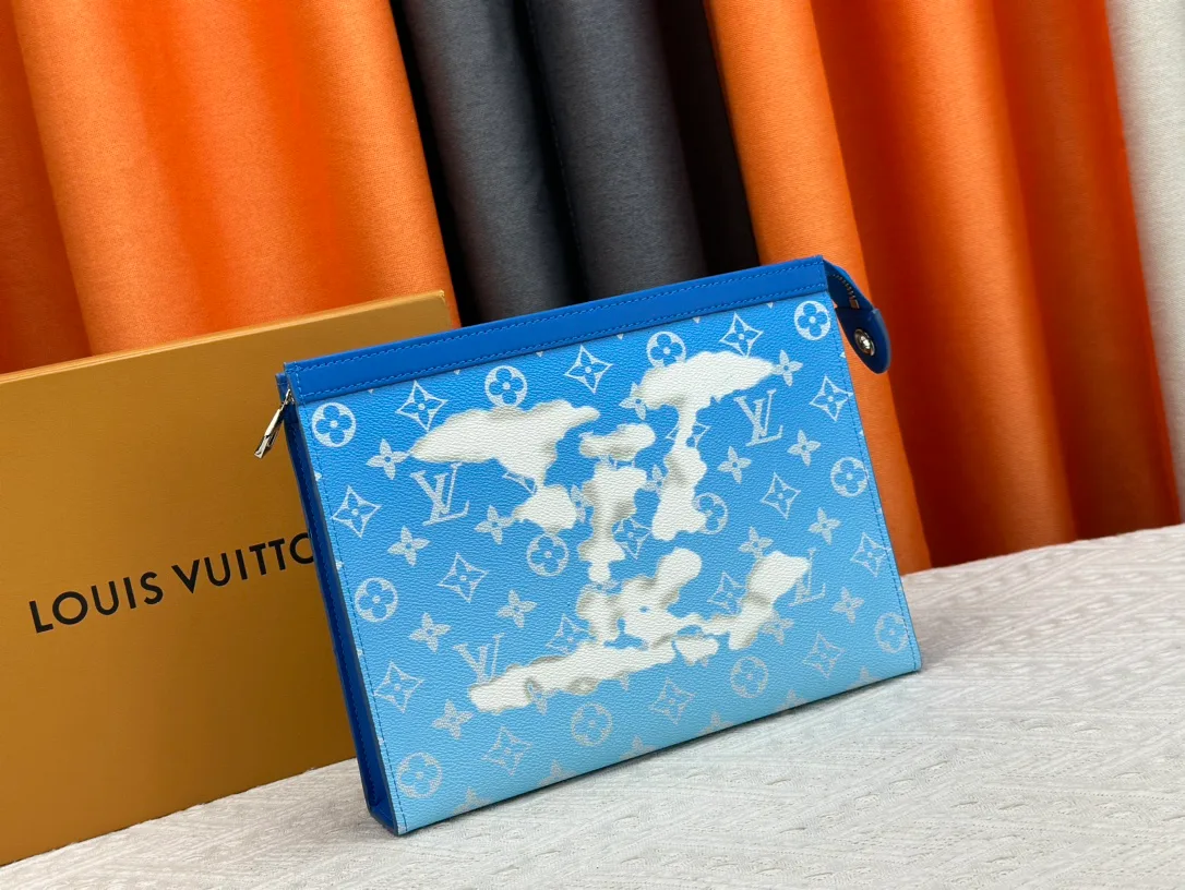 Louis Vuitton Canvas Clutch in Blue · view 3