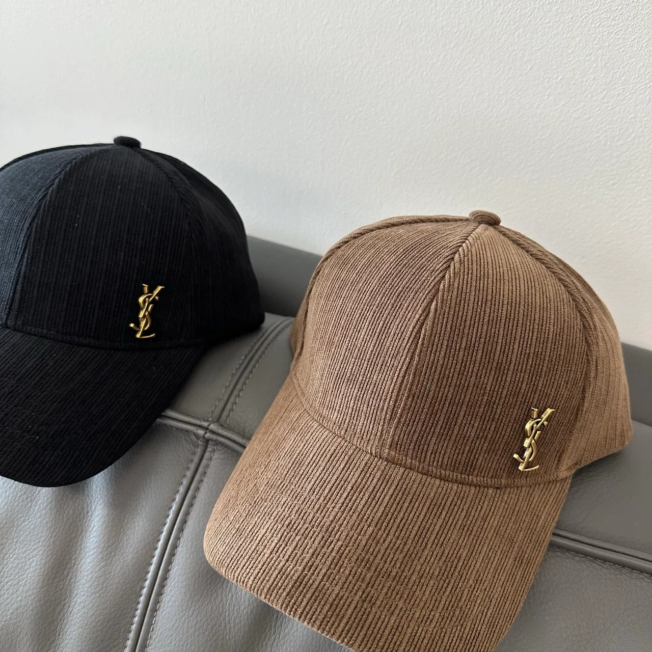 Saint Laurent Baseball Cap in Black & Brown & Grey · view 8