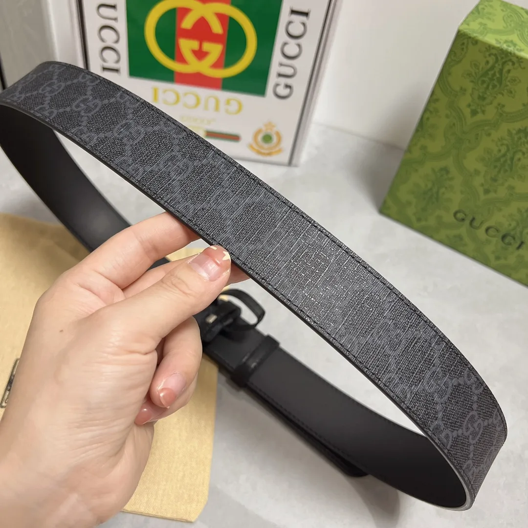Gucci Cowhide Glossy Belt in Grey · view 7