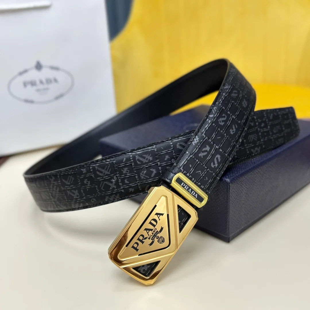 Prada Triangle Buckle Belt in Black · view 3